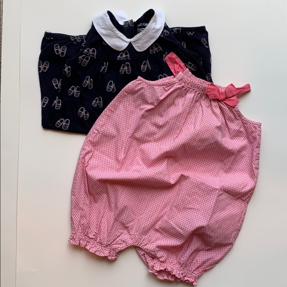 Baby Gap 18-24 month navy blue and pink rompers
